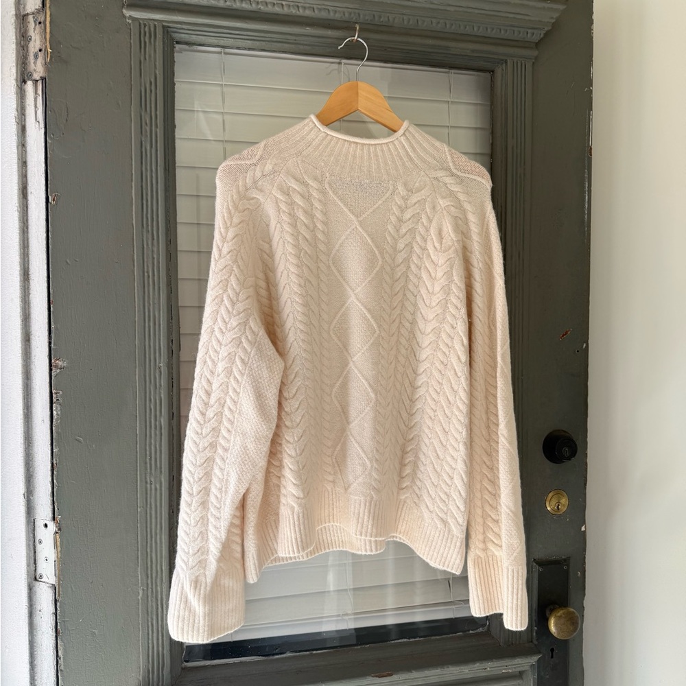 J. Crew Cream Cable Knit Crewneck Sweater